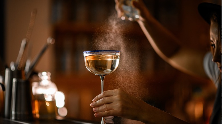 mist on cocktail glass