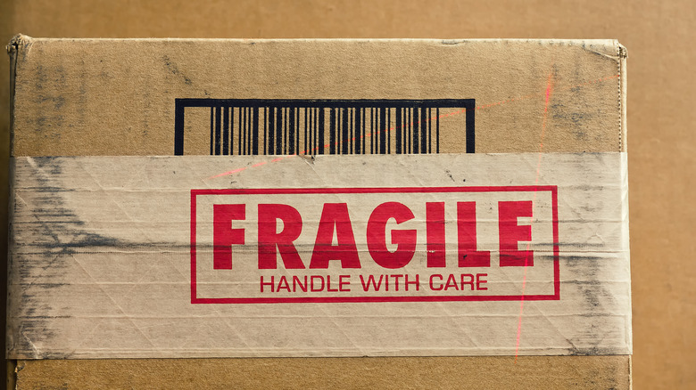 Box with fragile label