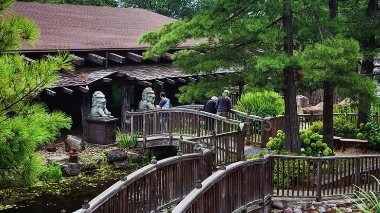 The outside of The House on the Rock Attraction, including walkways and trees