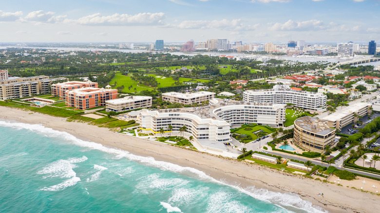 Aerial view of Palm Beach shoreline