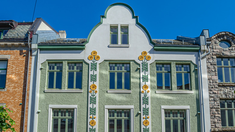 A building contructed in the Art Nouveau style in Alesund, Norway