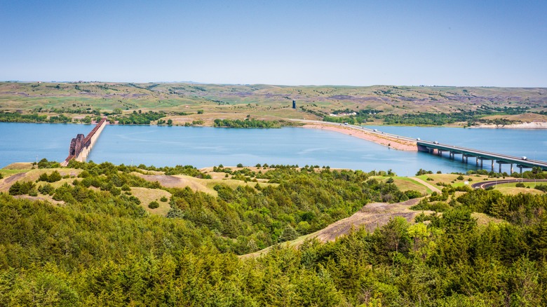 A scenic bluff overlooking the Missouri River in South Dakota