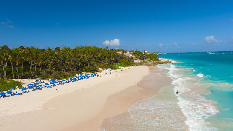 Aerial view of Crane Beach on Barbados