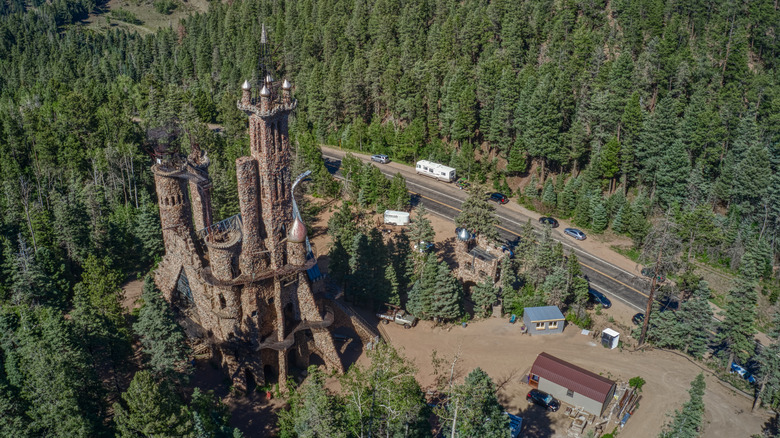 Aerial vew of Bishop Castle in Colorado