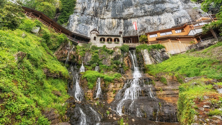 Entrance to the St. Beatus Cave system and adjoining waterfall