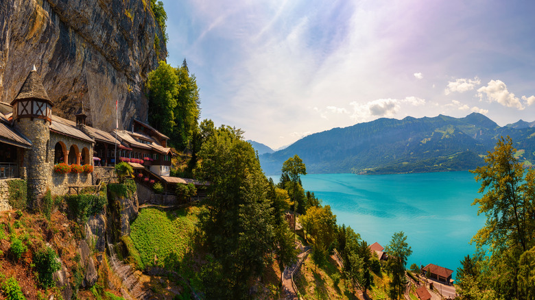 Entrance of the St. Beatus Cave system overlooking Thunersee lake