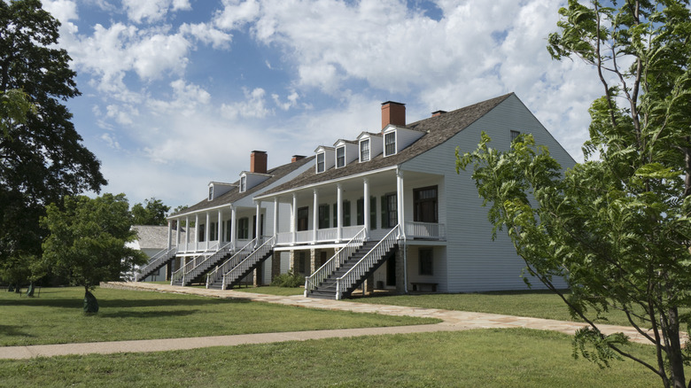 Fort Scott National Historic Site building in Kansas with greenery nearby