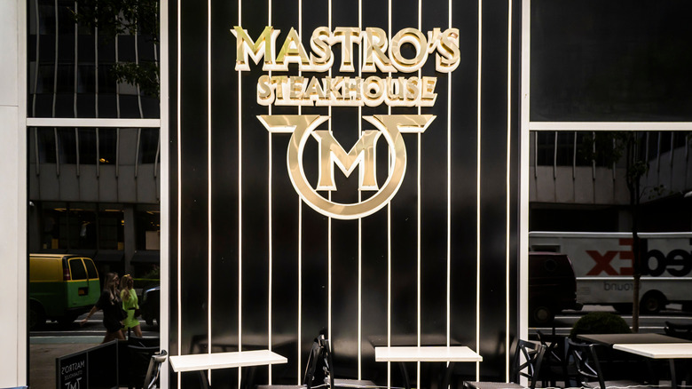 A restaurant sign reading "Mastro's Steakhouse"