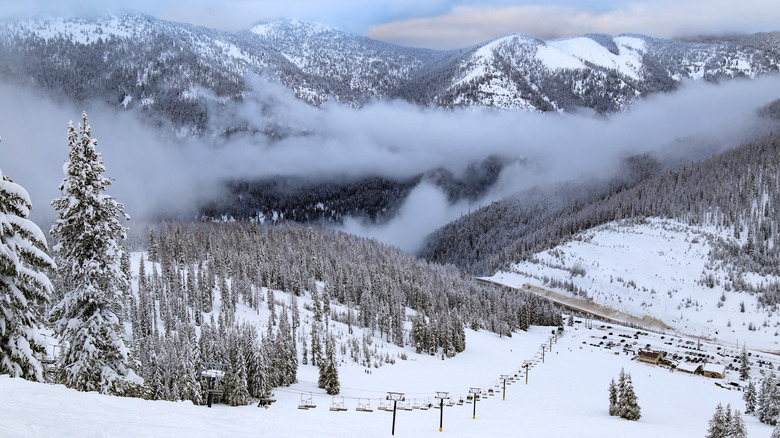 Lookout Pass Ski Area in the winter