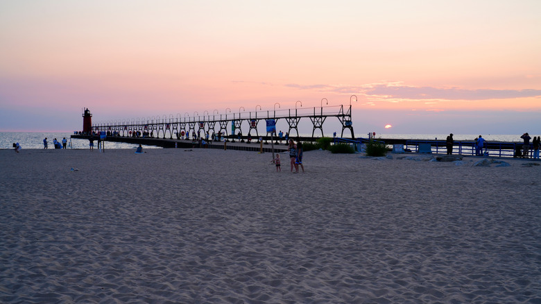 Sunset at South Beach in South Haven