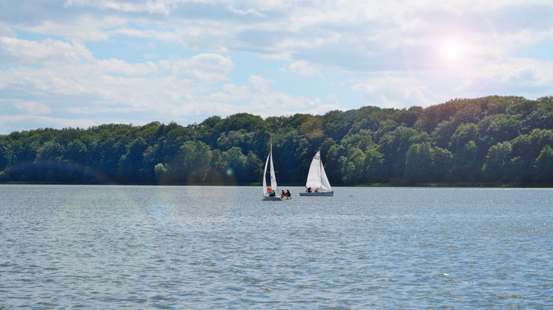 Boats sailing in Indian River Bay