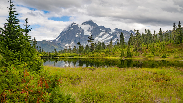 lake by mountain