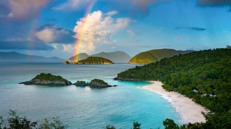 rainbow over Trunk Bay