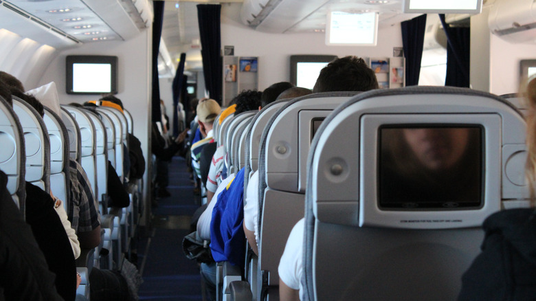 Passengers waiting for the plane to take off