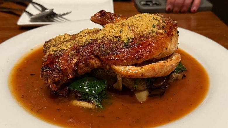 Pan roasted half chicken at Wood Tavern in Oakland