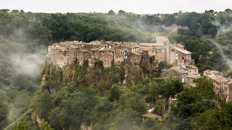 Landscape view of the village of Calcata, Italy