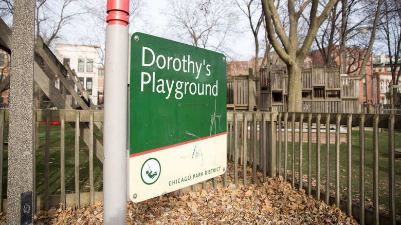 Sign for Dorothy's Playground in Oz Park in Chicago