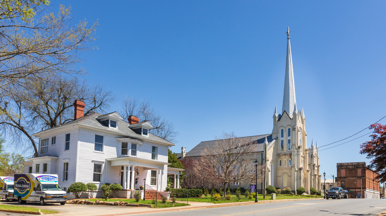 Streetscape in historic downtown York, South Carolina