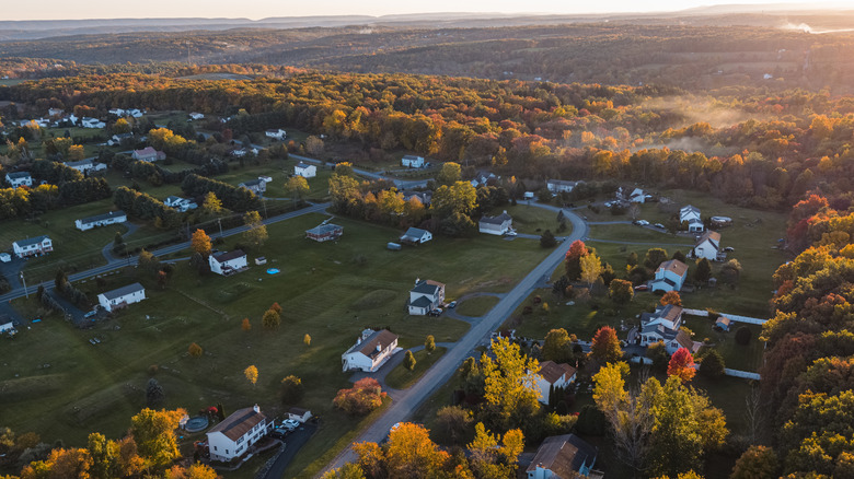 Landscape of houses and trees in Stroudsburg, Pennsylvania