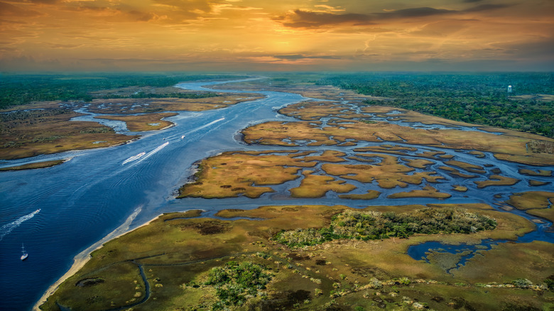 Aerial view of the Intracoastal Waterway in North Florida