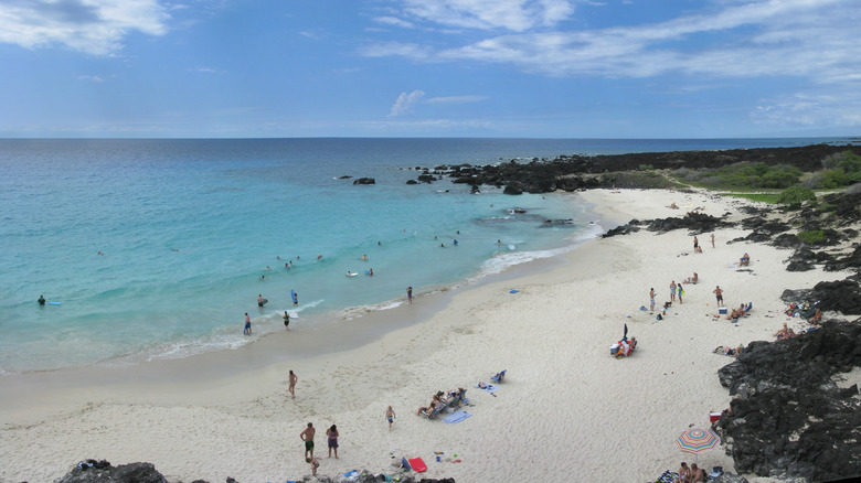 beachgoers at Kua Bay, at Manini'owali Beach