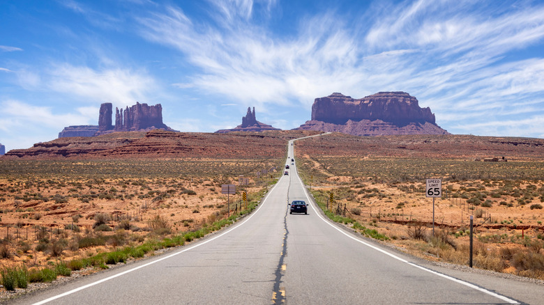 A road leading to Monument Valley and Mystery Valley, Arizona