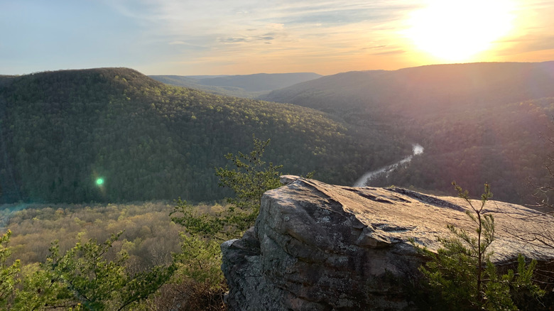 View of Virgin Falls Overlook during sunset in Sparta, Tennessee