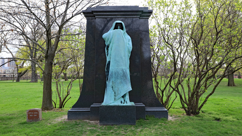 The Eternal Silence statue at Graceland Cemetery in Chicago