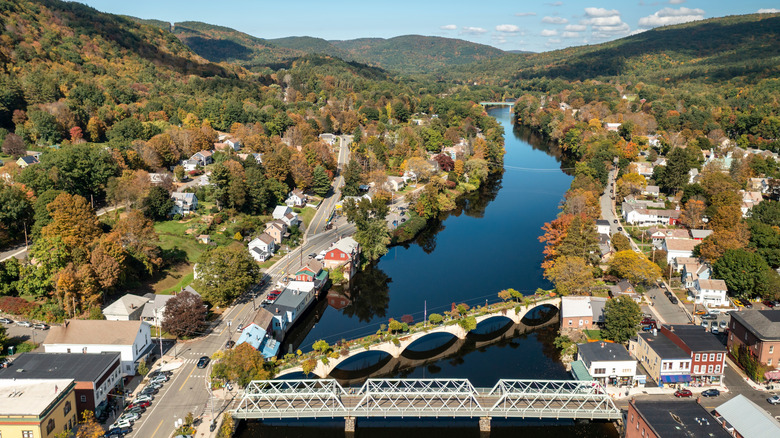 Aerial view of Shelburne Falls, Massachusetts