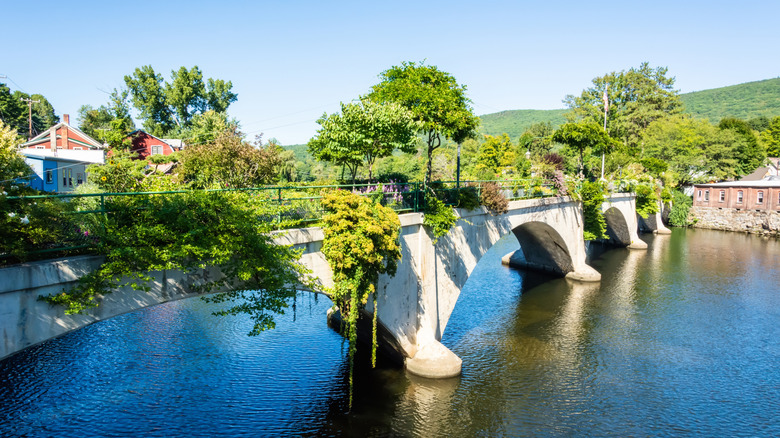 View of the Bridge of Flowers in Shelburne Falls, Massachusetts