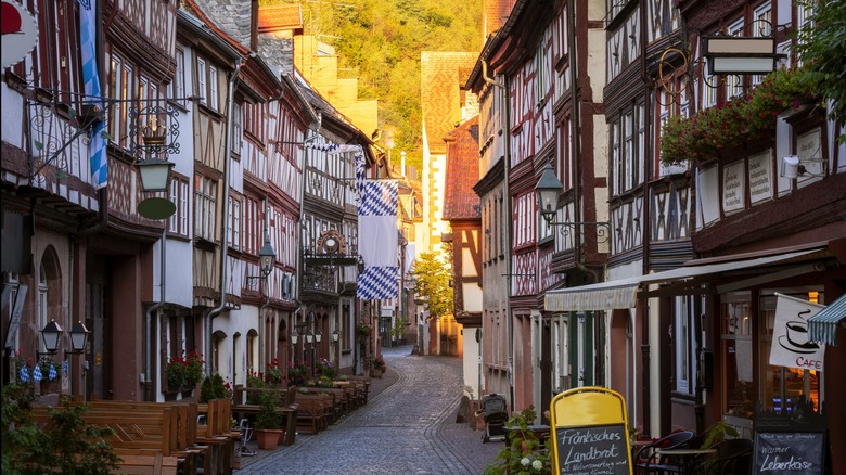 Cobblestone street in central Miltenberg, Germany