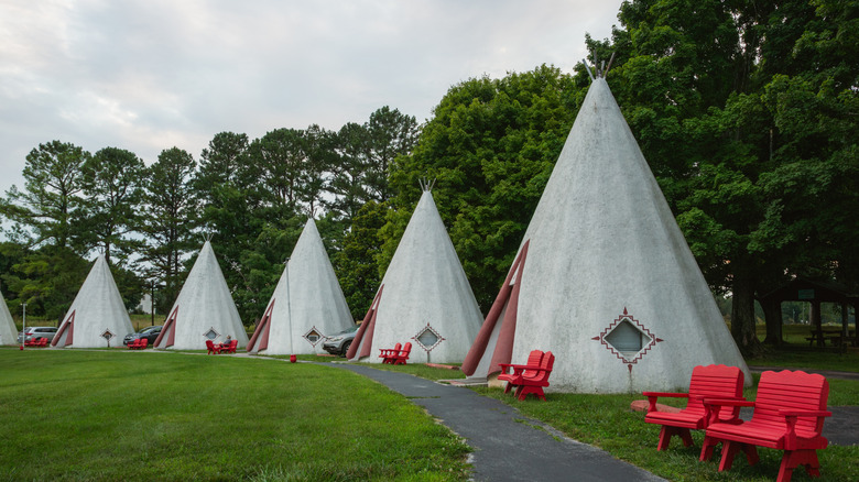 Teepee rooms in the Wigwam Village No. 2 in Cave City, Kentucky