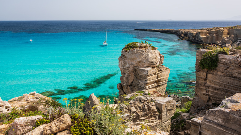 Blue water off Cala Rossa