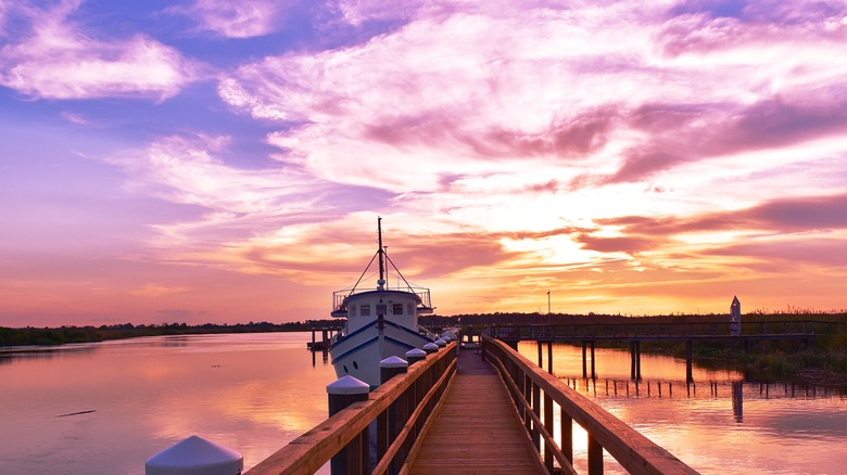 Sunset over Darien water