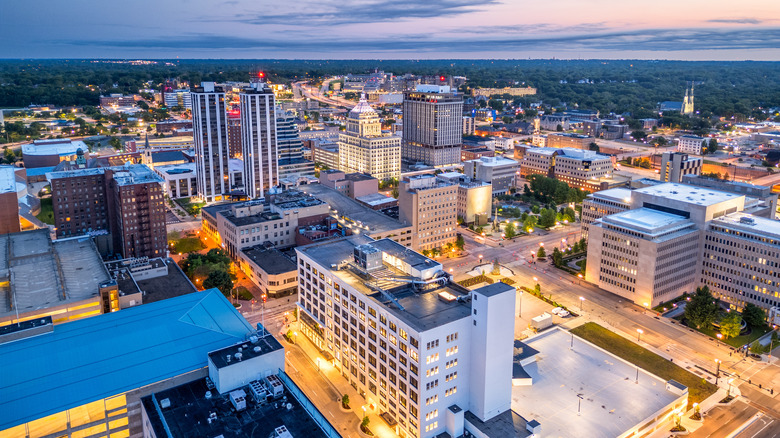 Aerial view of Downtown Peoria, Illinois