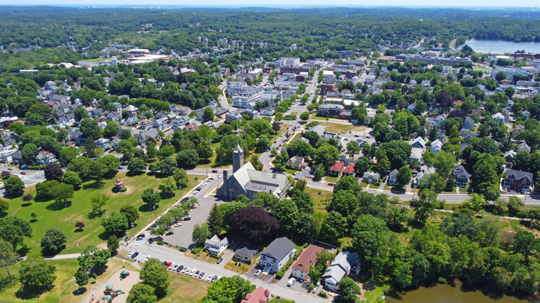 Historic town center and Main Street in Wakefield