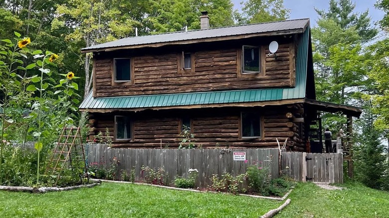 Wood lodge in the forest of Michigan's Upper Peninsula