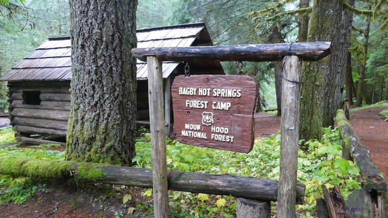 Bagby Hot Springs Forest Camp sign