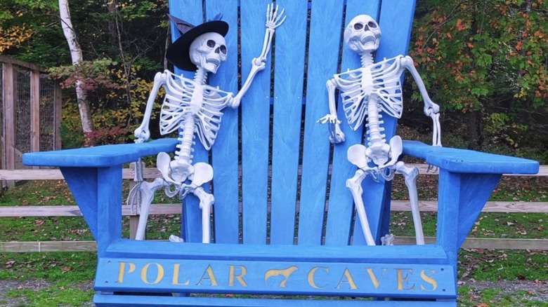 Skeletons taking a long rest on the Adirondack chair