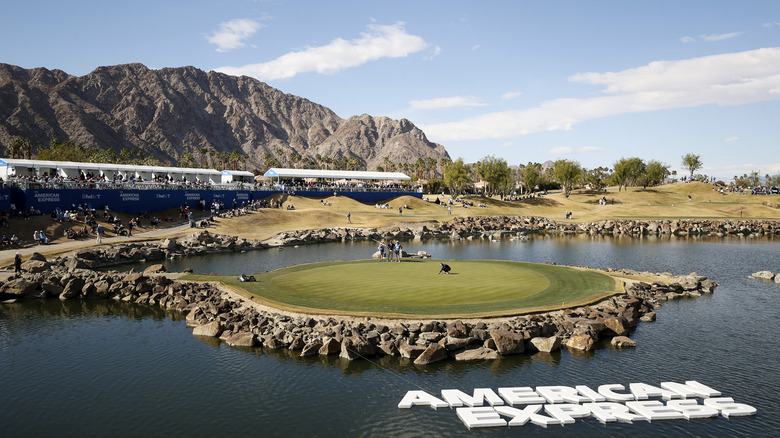 Aerial view of The American Express golf tournament at PGA West in Palm Springs, California