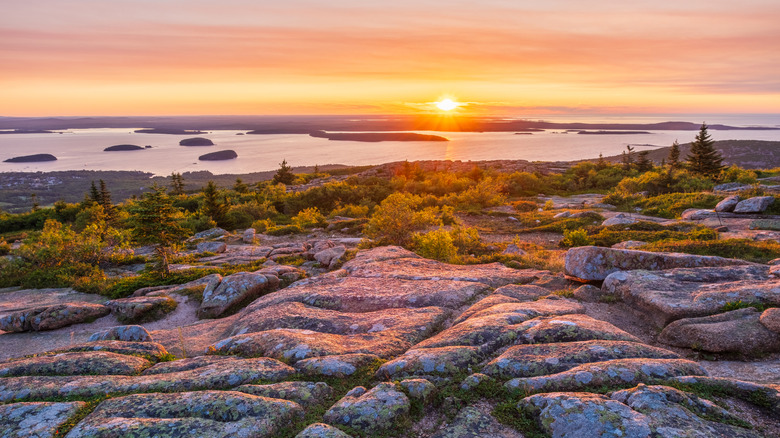 Cadillac Mountain in Acadia National Park at sunset