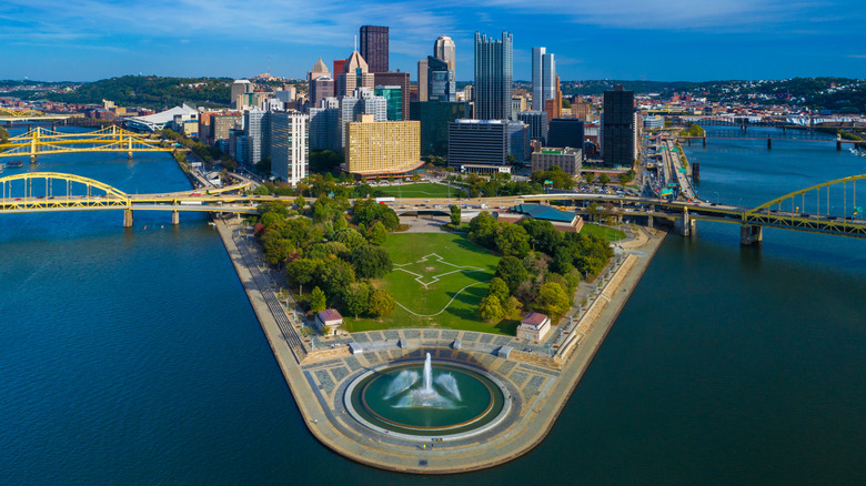 A view of some of Pittsburgh's most famous parks from The Pointe downtown