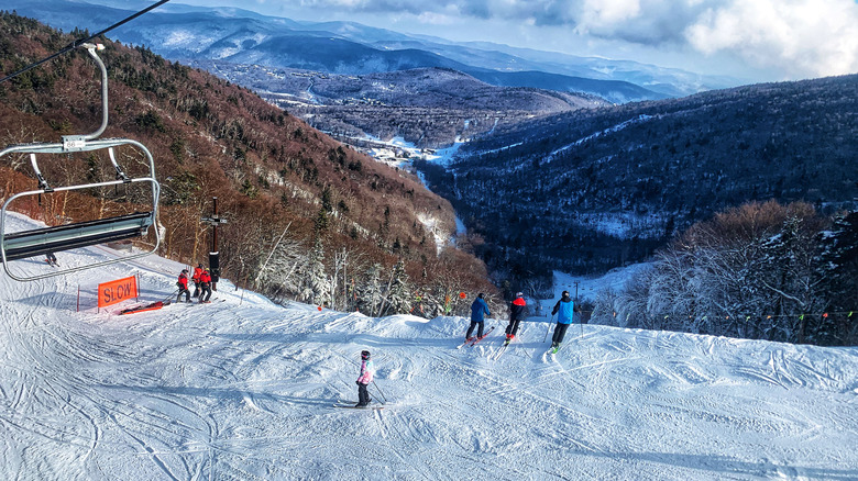 A view of snowy mountains from Killington Ski Resort