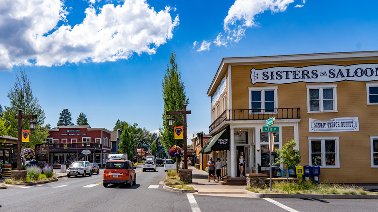 Downtown street in Sisters, Oregon