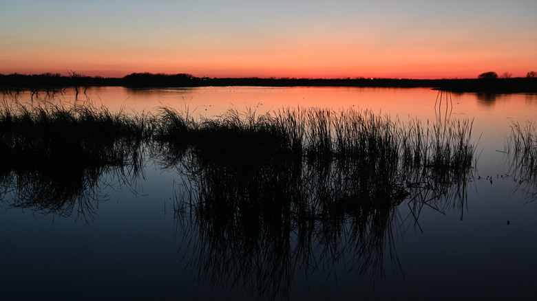 Choke Canyon Reservoir at dusk