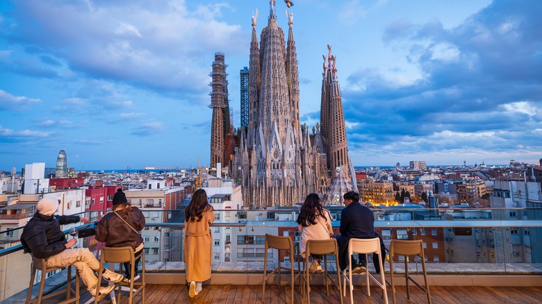 Sagrada Família rooftop bar view