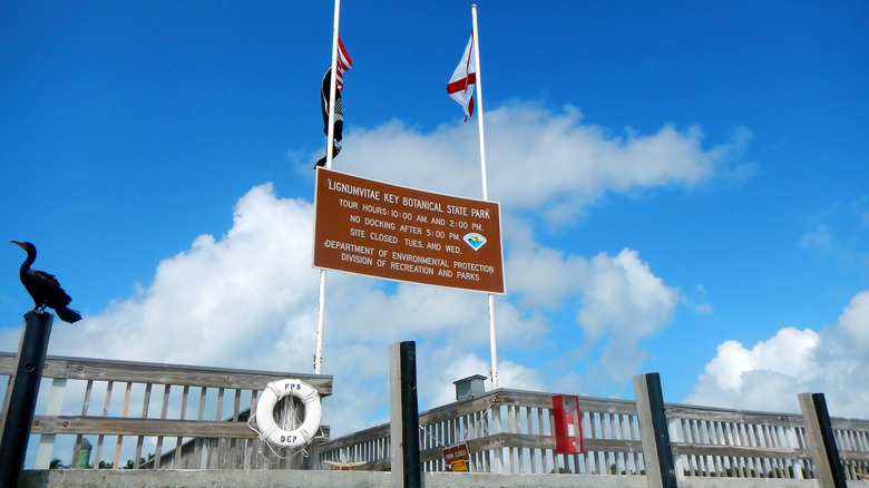 Entrance sign to Lignumvitae Key in Florida