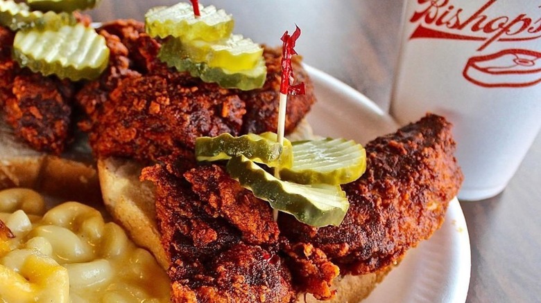 Bishop's fried chicken with pickles