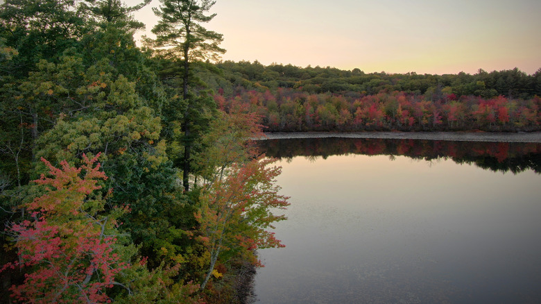 Fall view of Harris Pond in Pelham New Hampshire