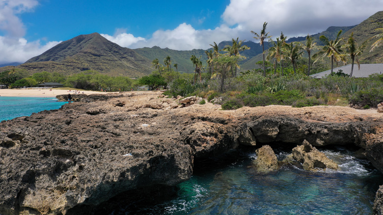 Panoramic view of the Mermaid Caves on O'ahu